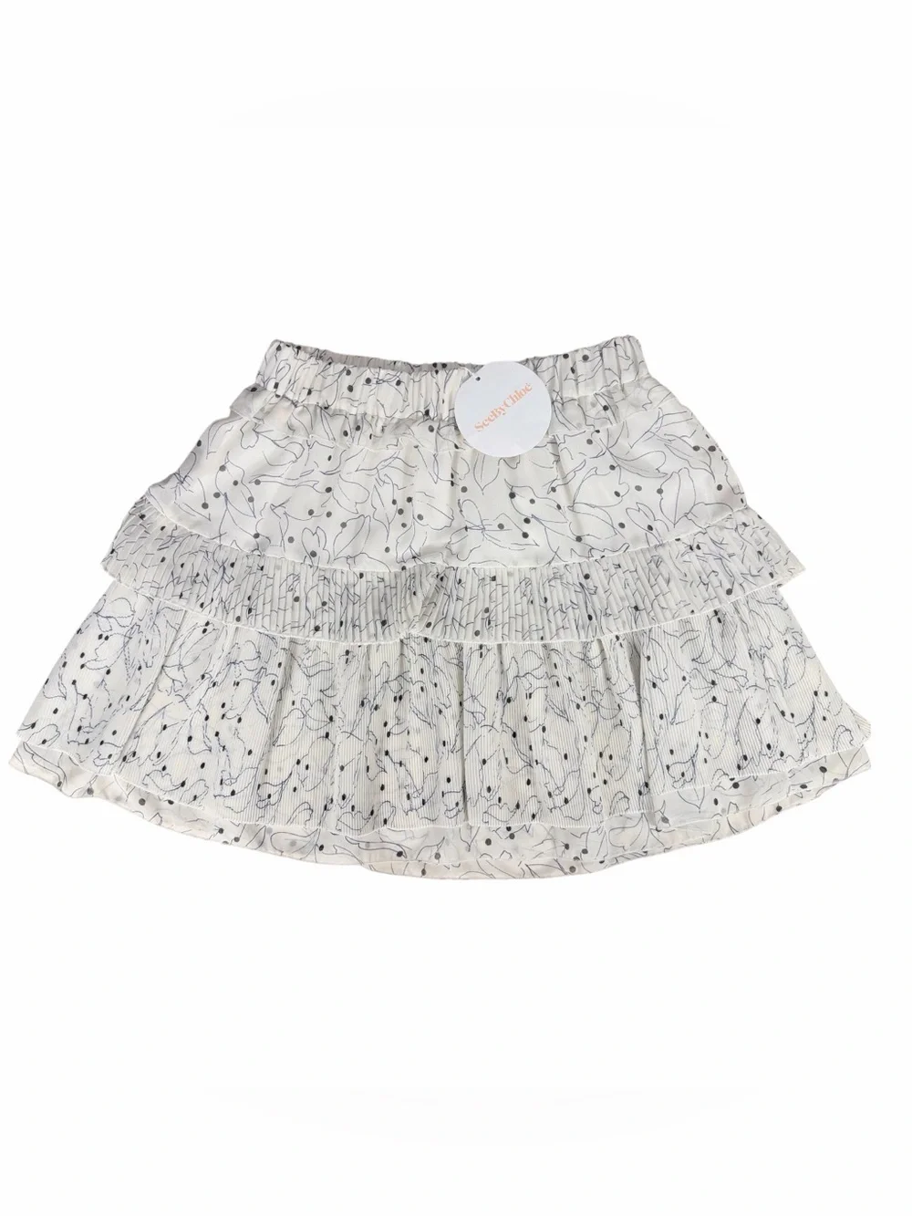 See By Chloe Mini White Floral Ruffle Skirt NWT